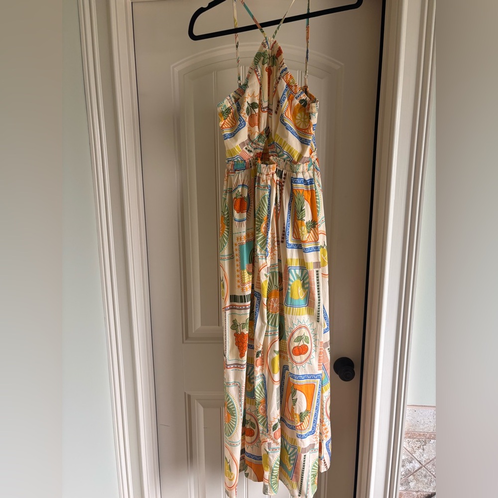 Amazon Cream Multi-Color Fruit Print Maxi Dress